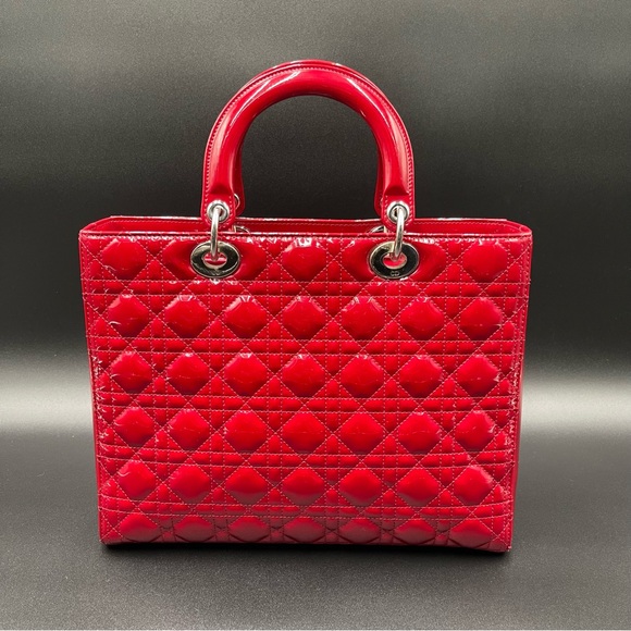 Lady Dior Red Patent Leather (Large) - Picture 15 of 16